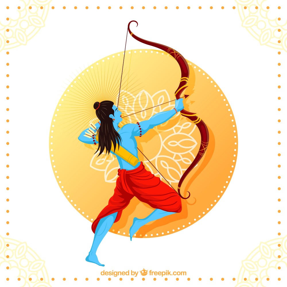 Happy dussehra background with blue archer