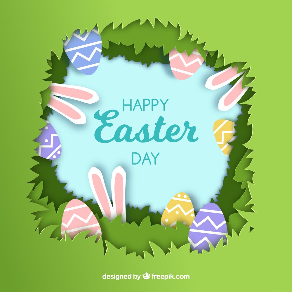 Happy easter day background in paper