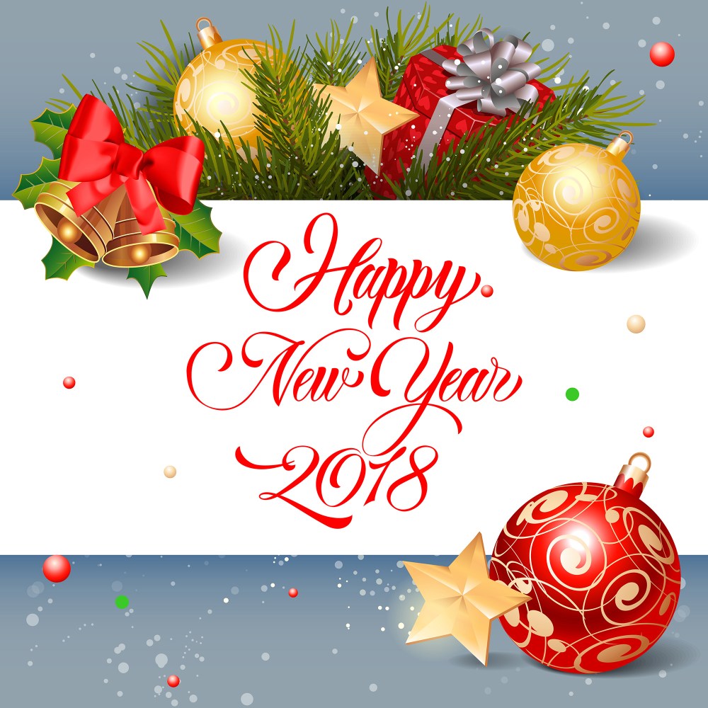 Happy New Year Lettering and Bells