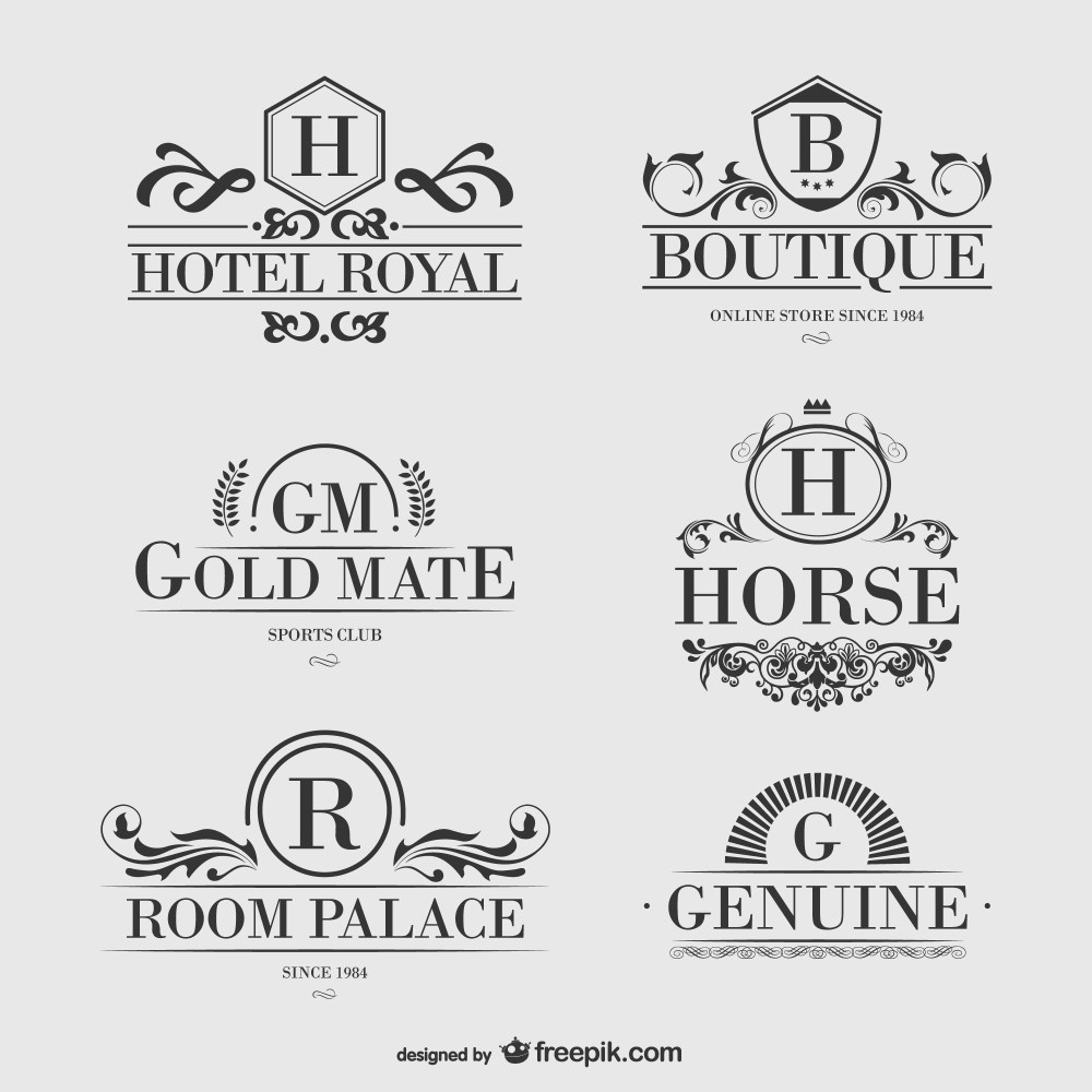 Heraldic hotel logos set