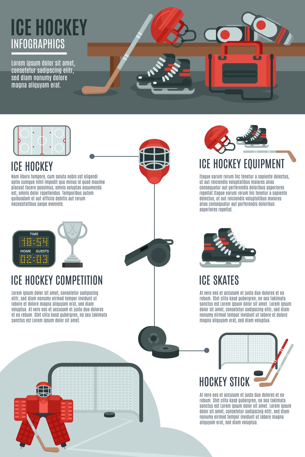 Ice hockey infographic layout banner