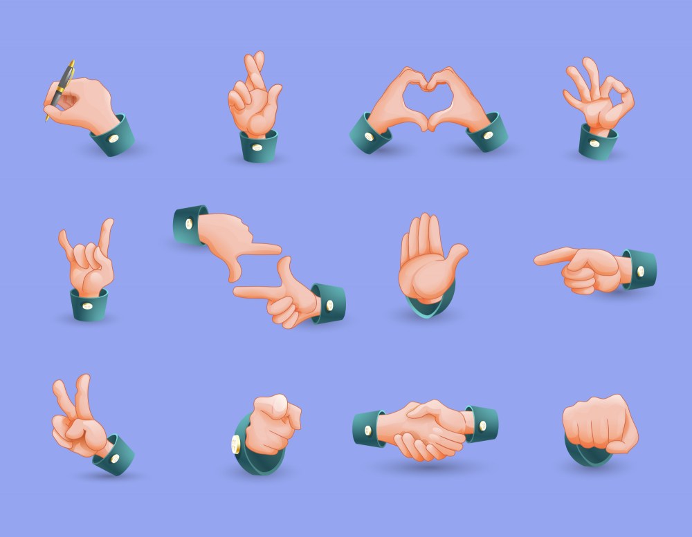 Icon Set Of Hand Gestures