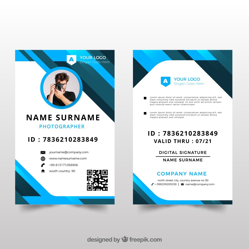 Id card template with flat design