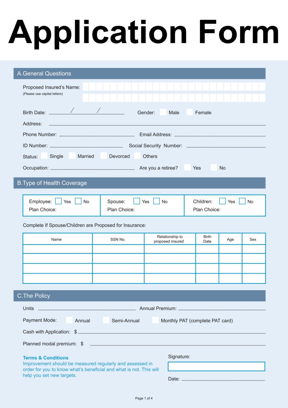 Illustration of application form
