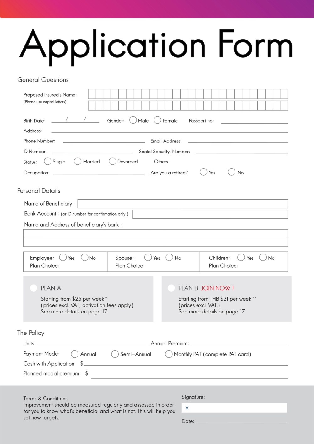 Illustration of application form
