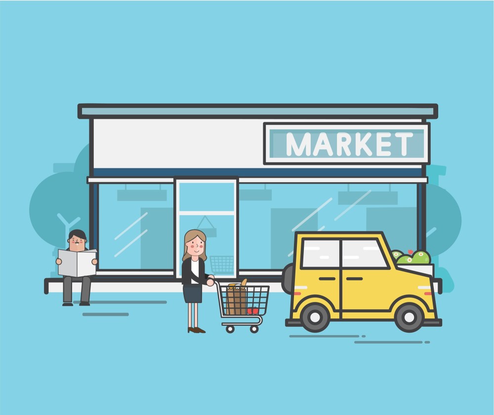 Illustration set of supermarket