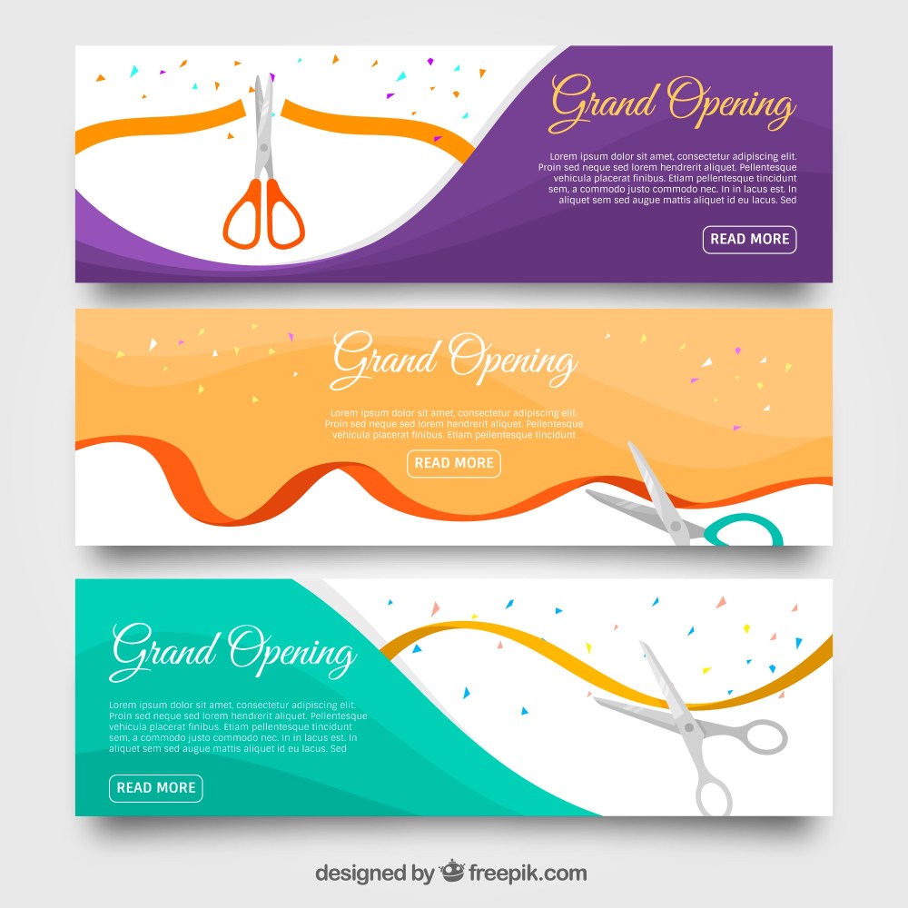 Inauguration party banners with flat design