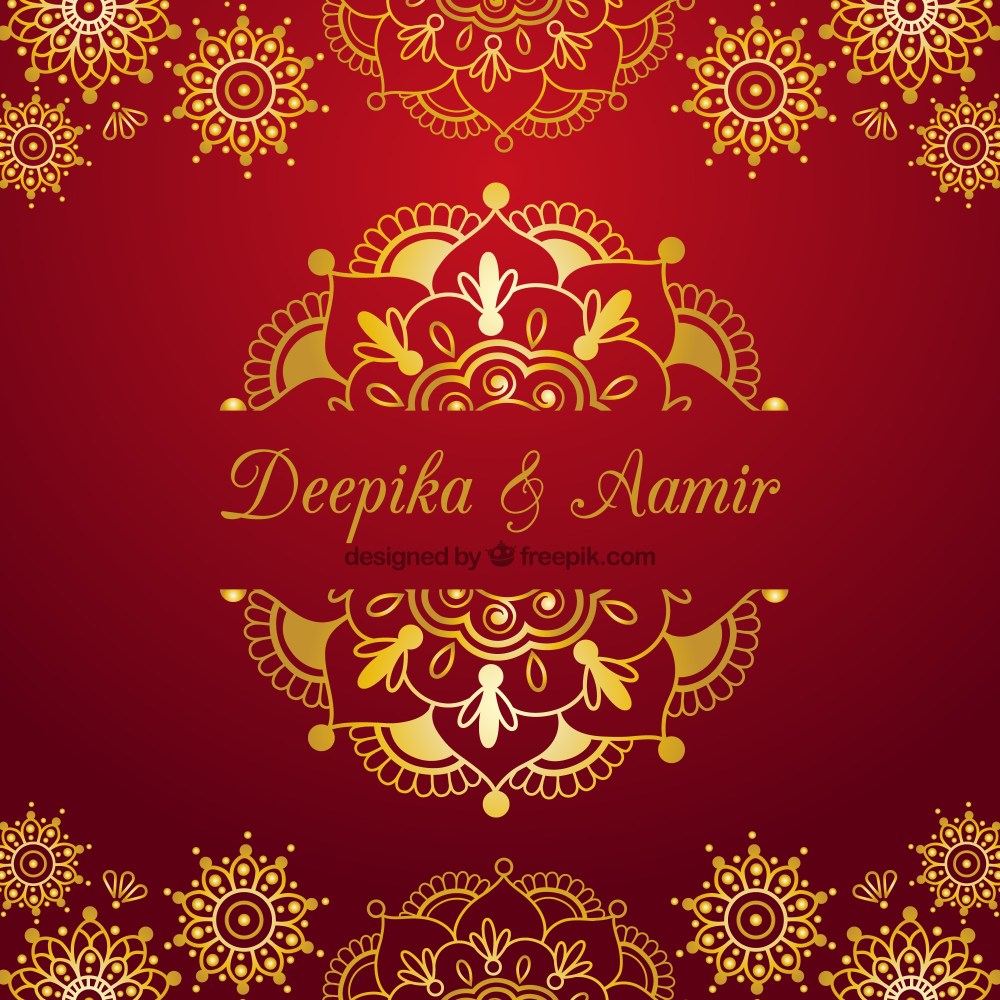 Indian wedding card on a red background
