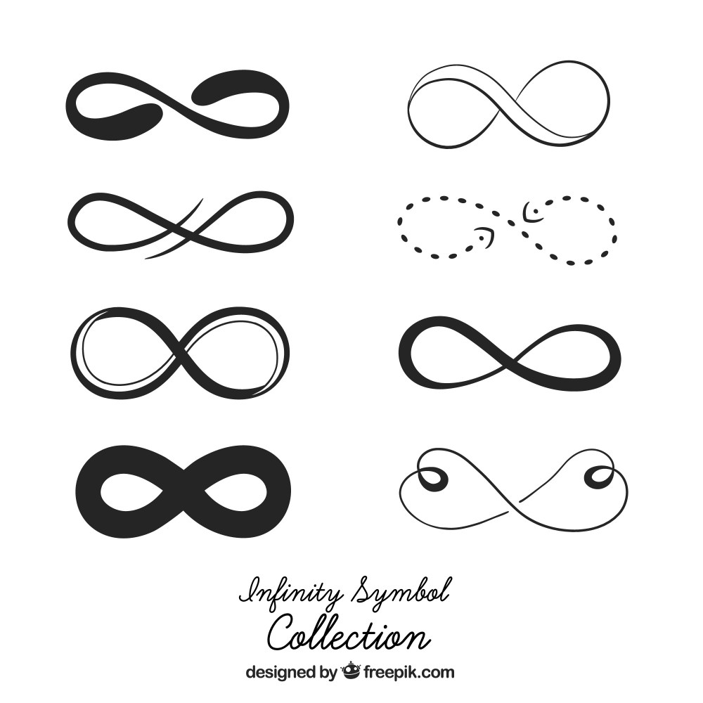 Infinity symbol collection in black color