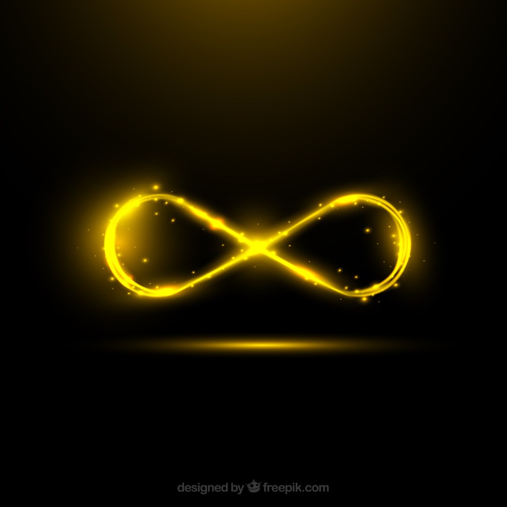 Infinity symbol with lens flare effect