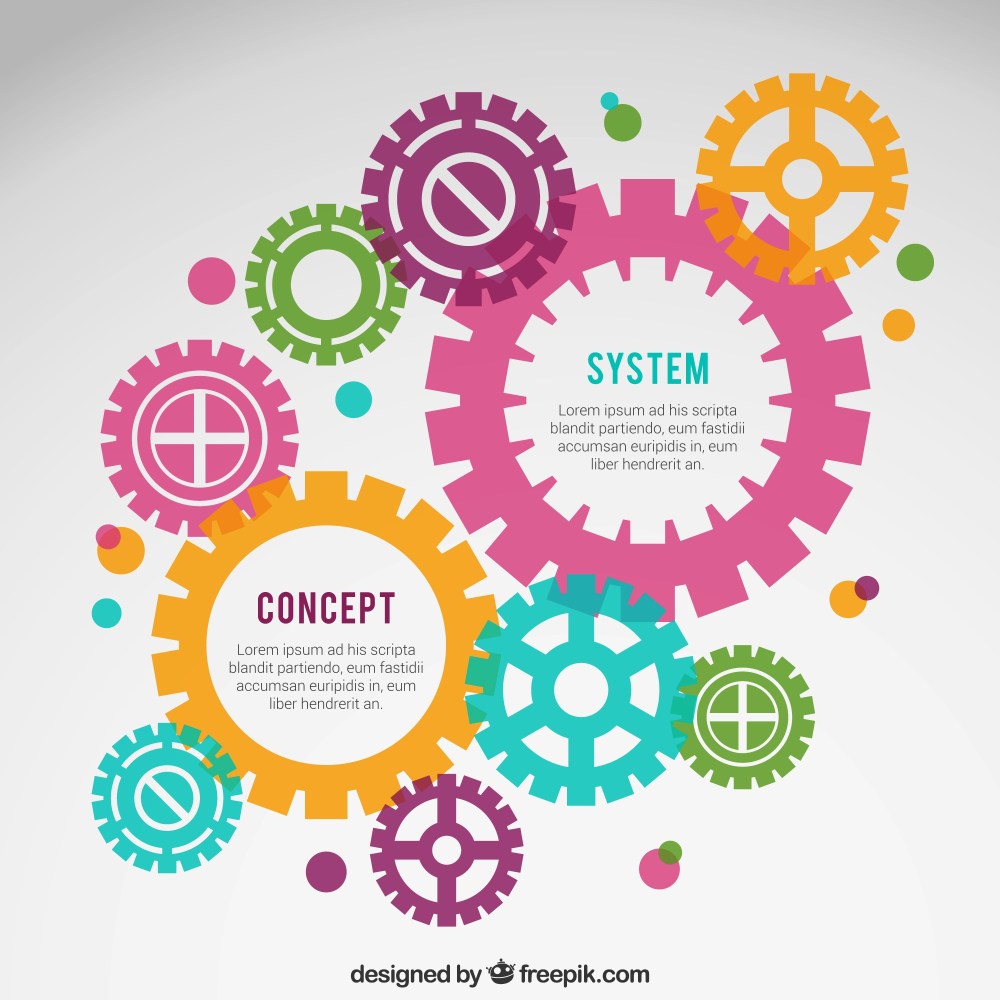 Infographic with colorful gears