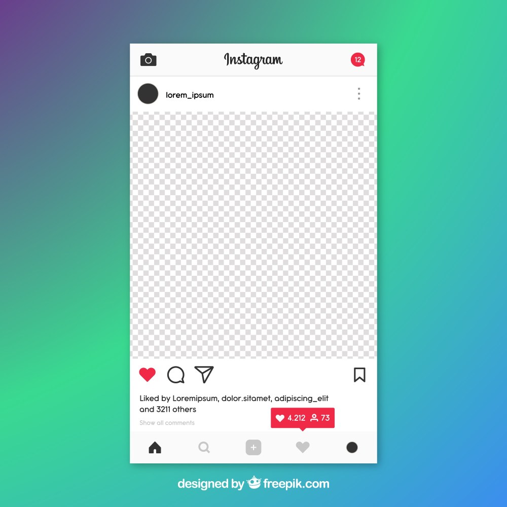 Instagram post template with notifications