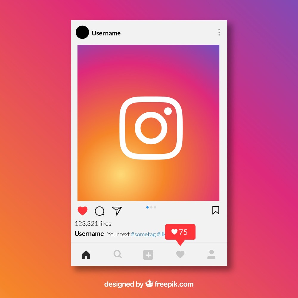 Instagram post template with notifications