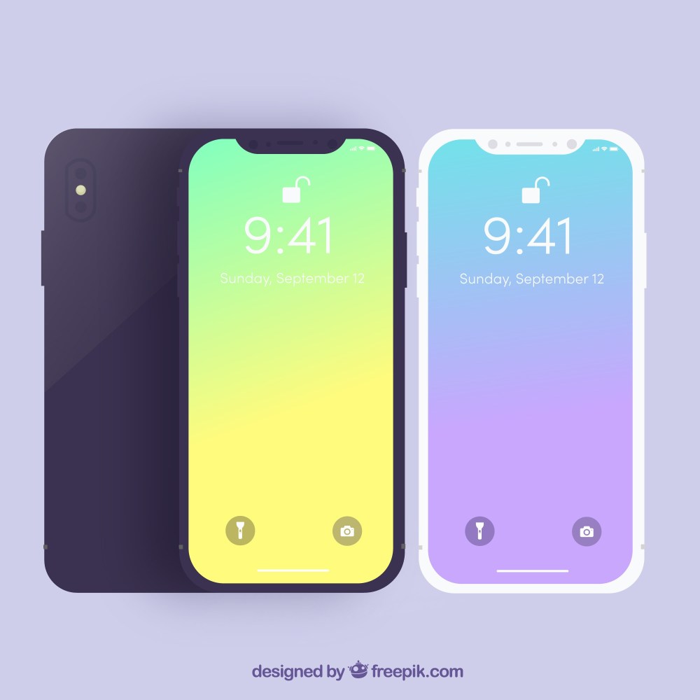 Iphone x with gradient wallpaper