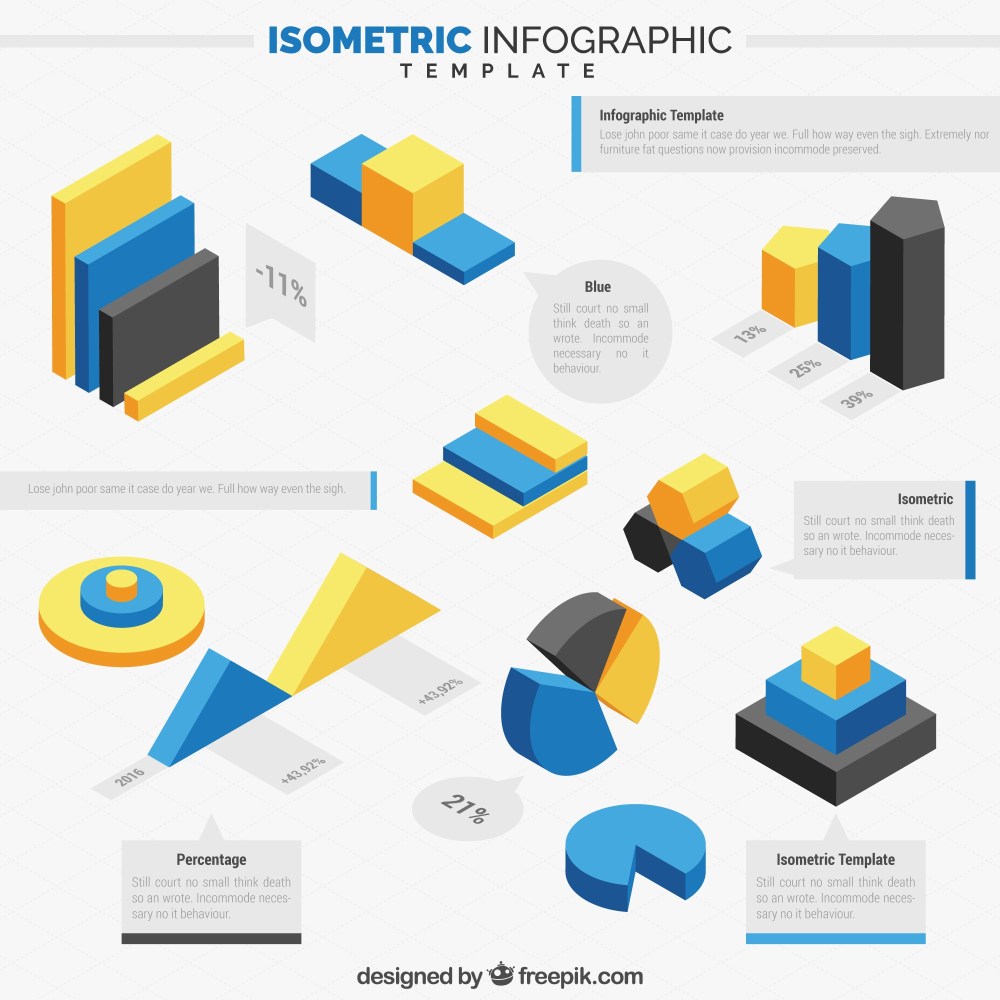 Isometric infographic elements template