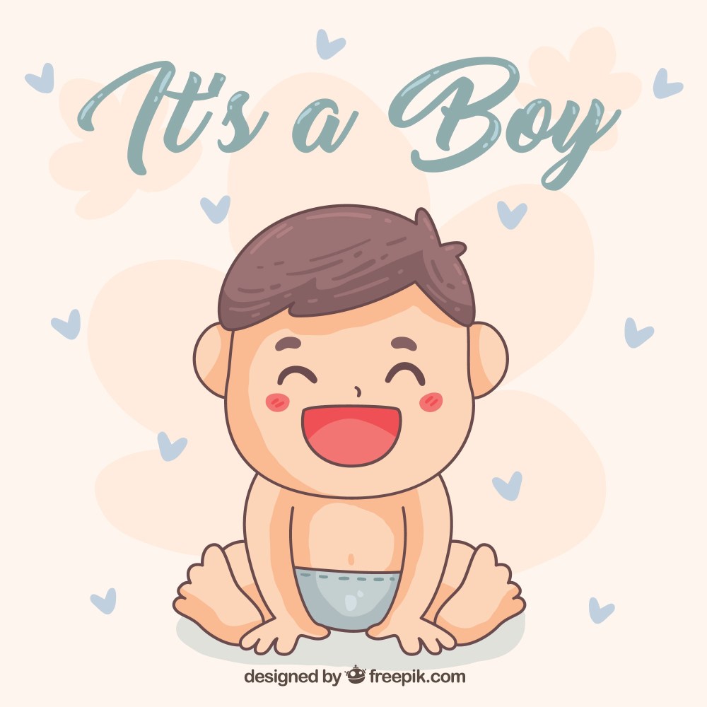 It's a boy card in hand drawn style