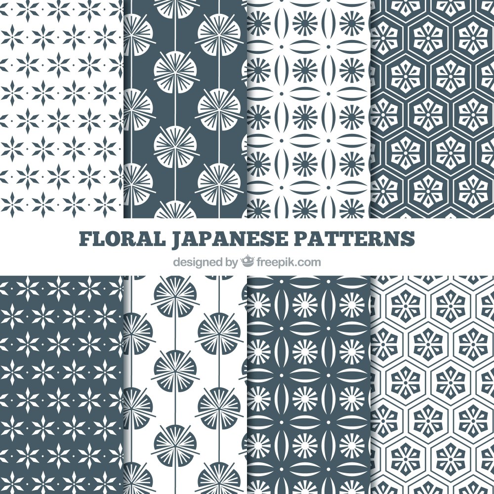 Japanese floral black and white patterns