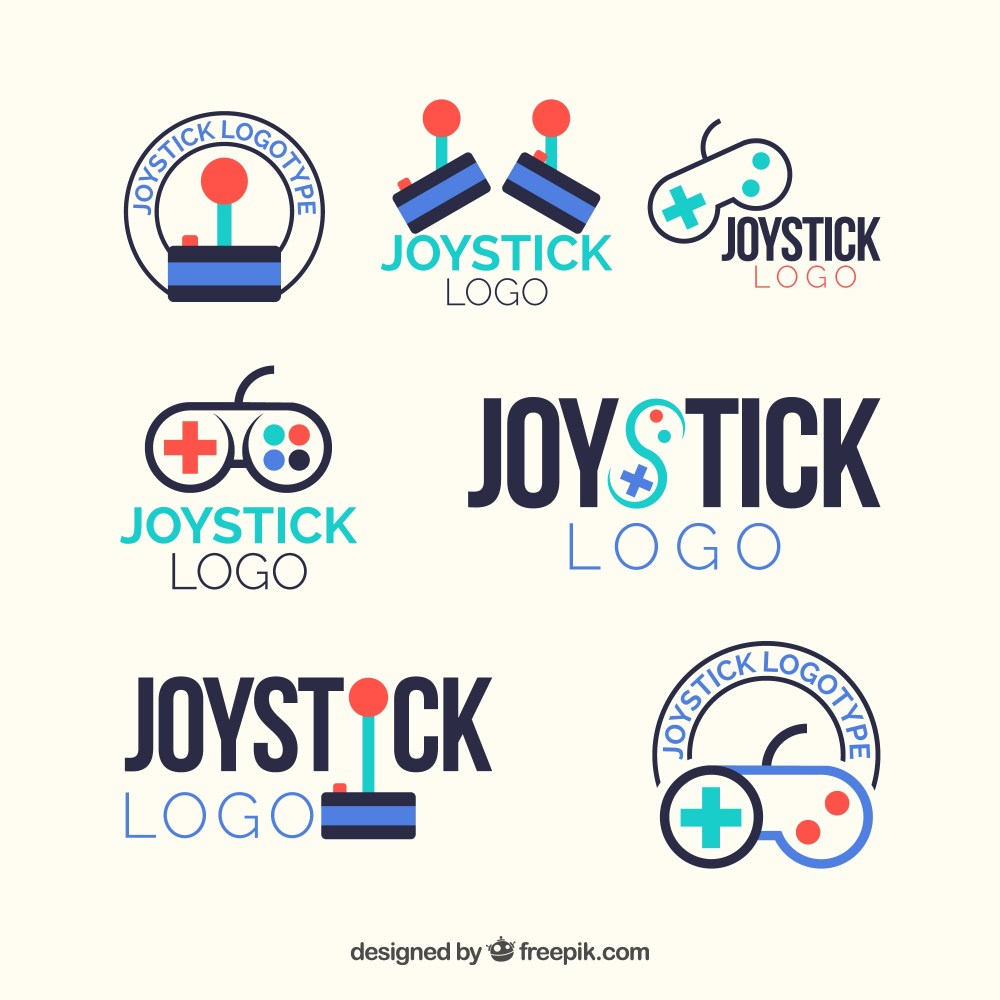 Joystick logo collection with flat design