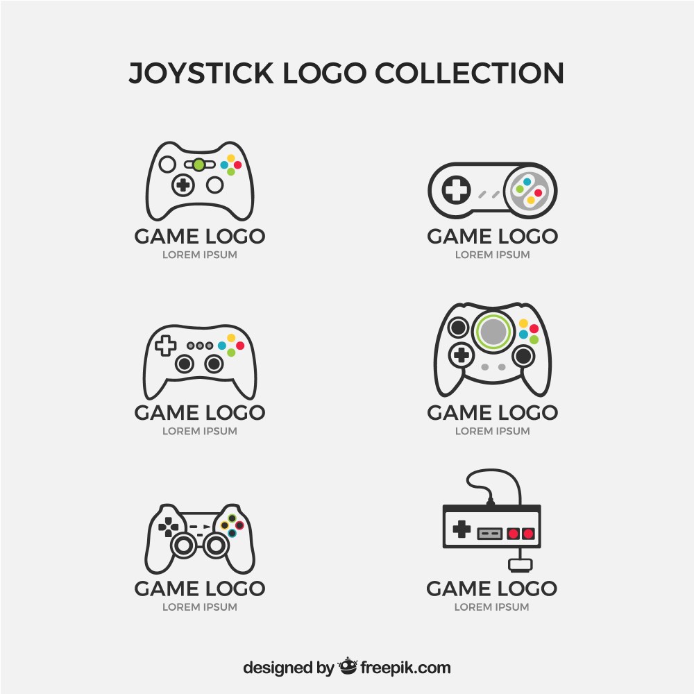 Joystick logo collection with flat design