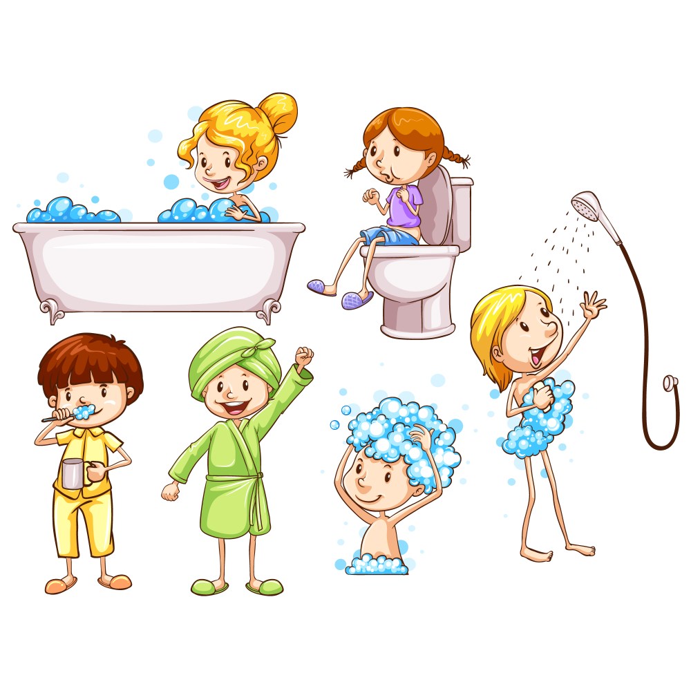 Kids doing daily routines