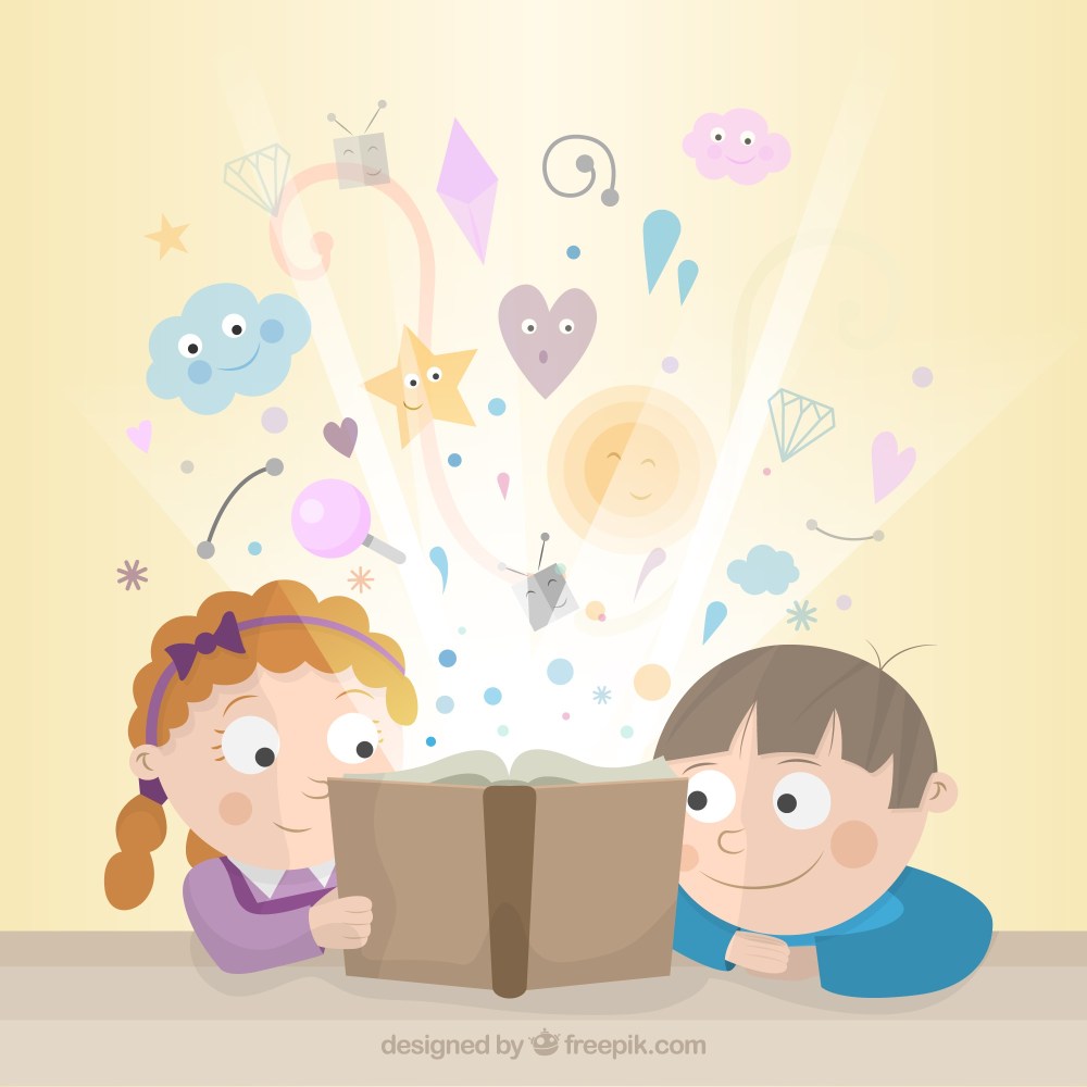 Kids reading a fairy tale