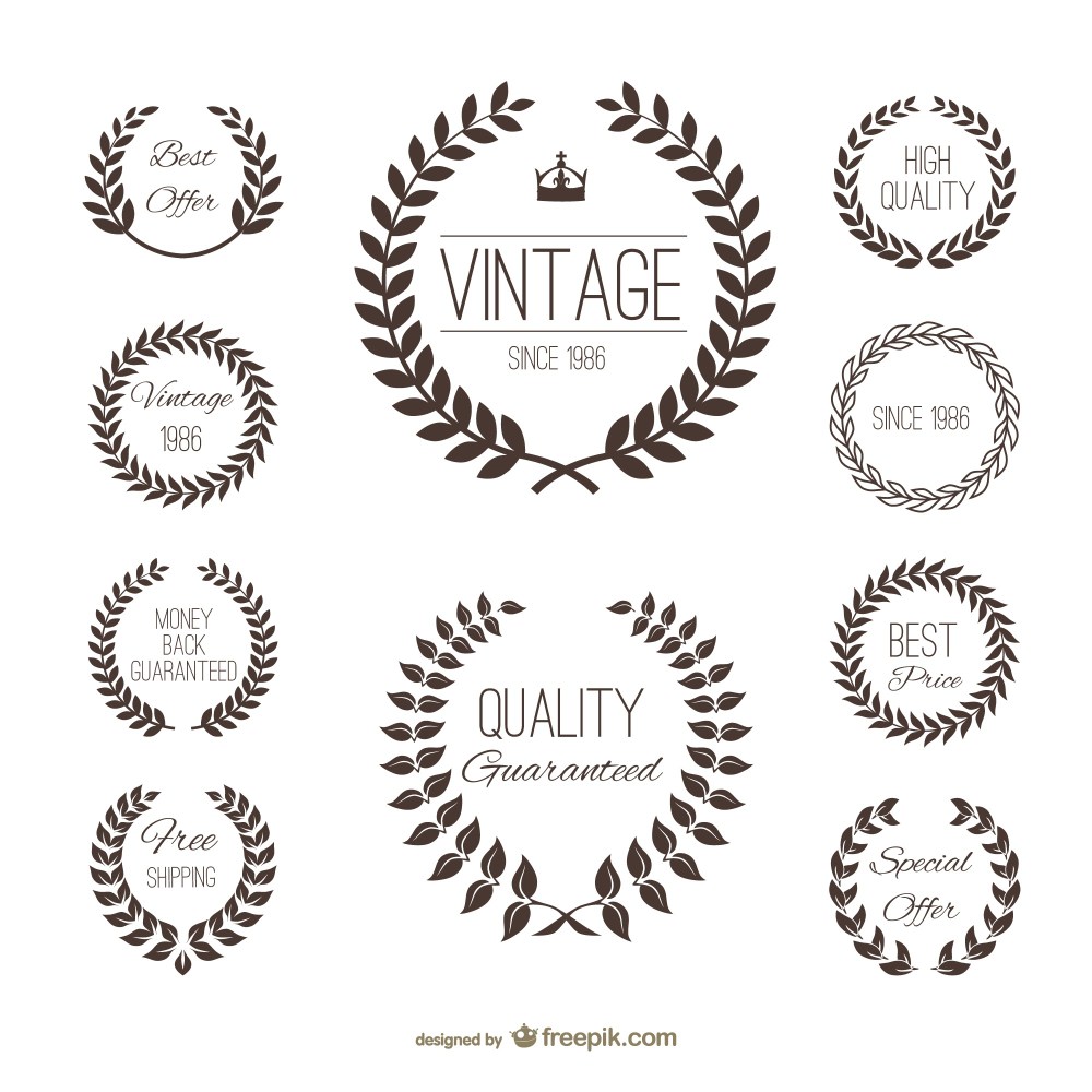 Label wheat silhouette set