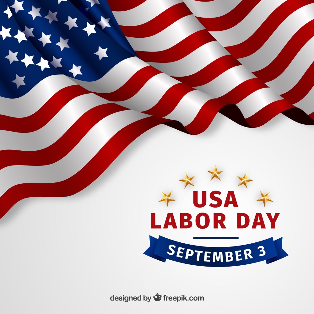 Labor day background with realistic flag