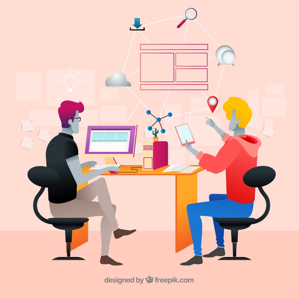 Landing page concept with people in office
