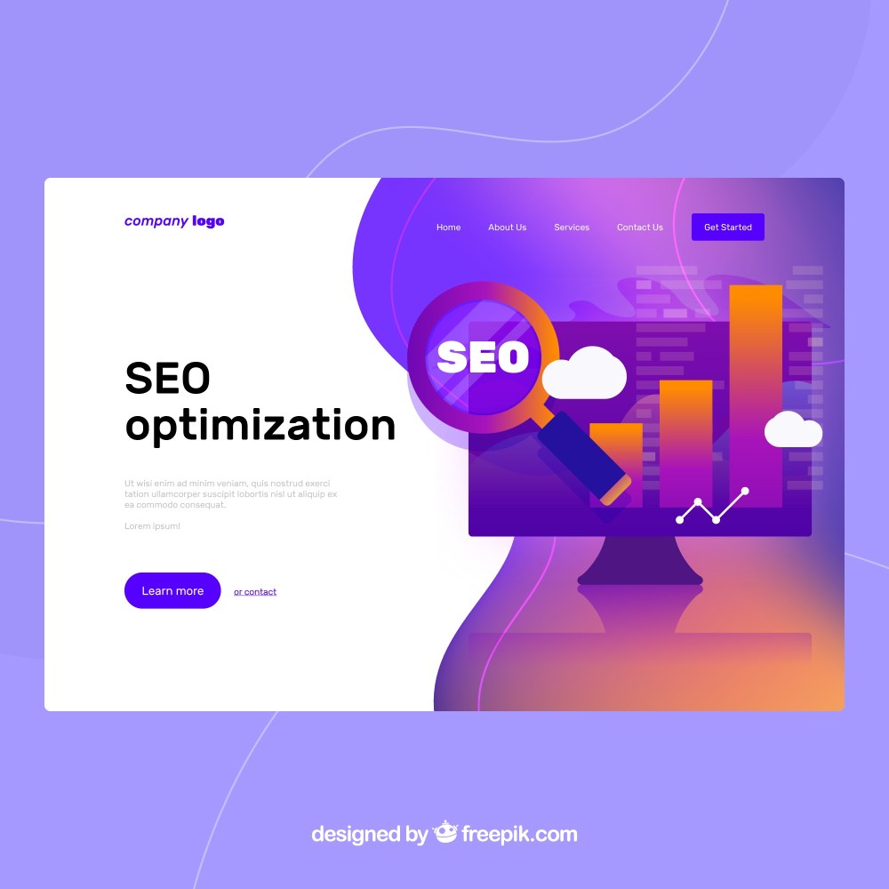 Landing page template with seo concept 