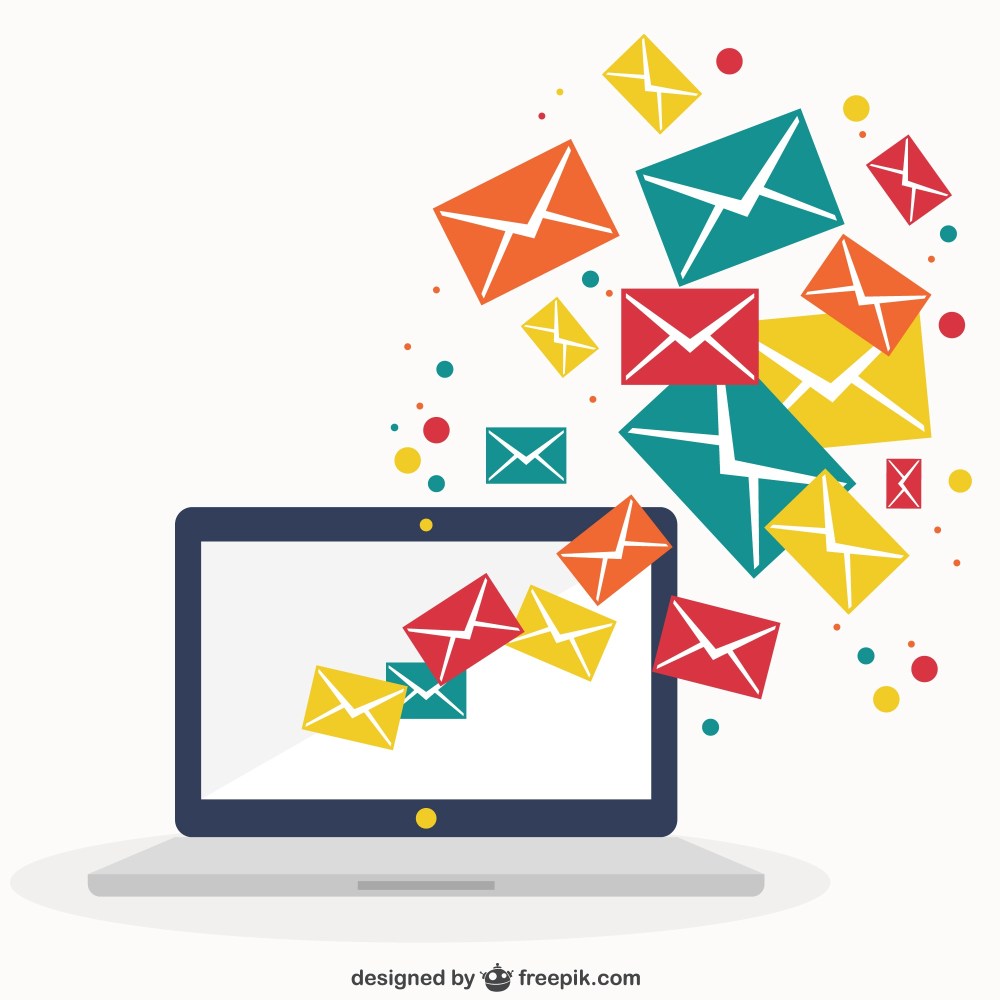 Laptop with emails