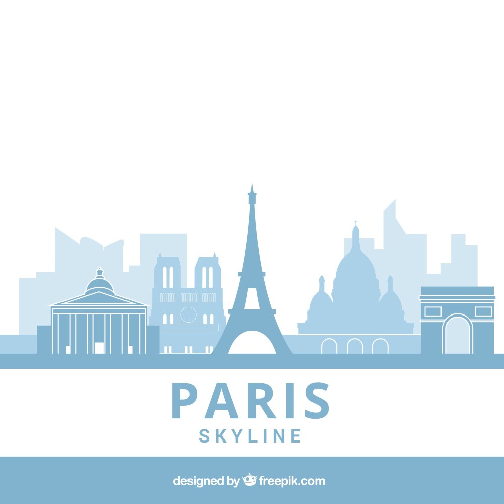 Light blue skyline of paris