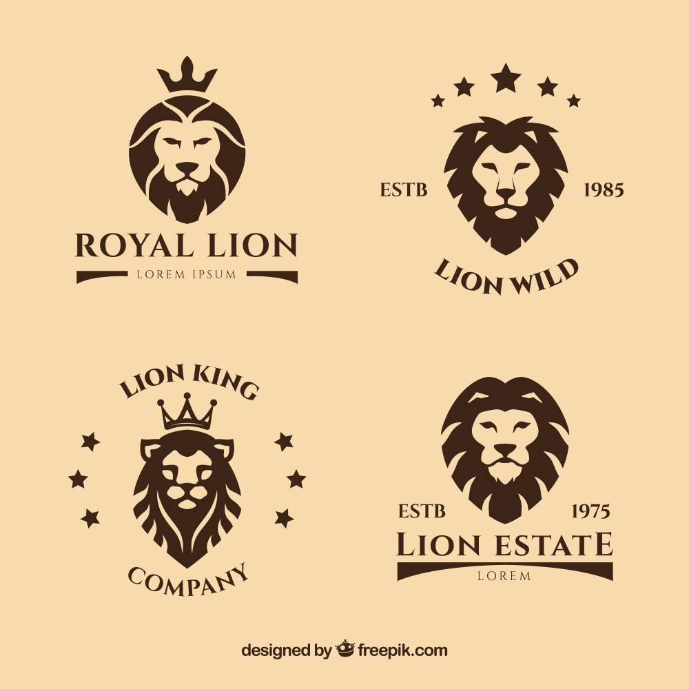 Lion logos with stars