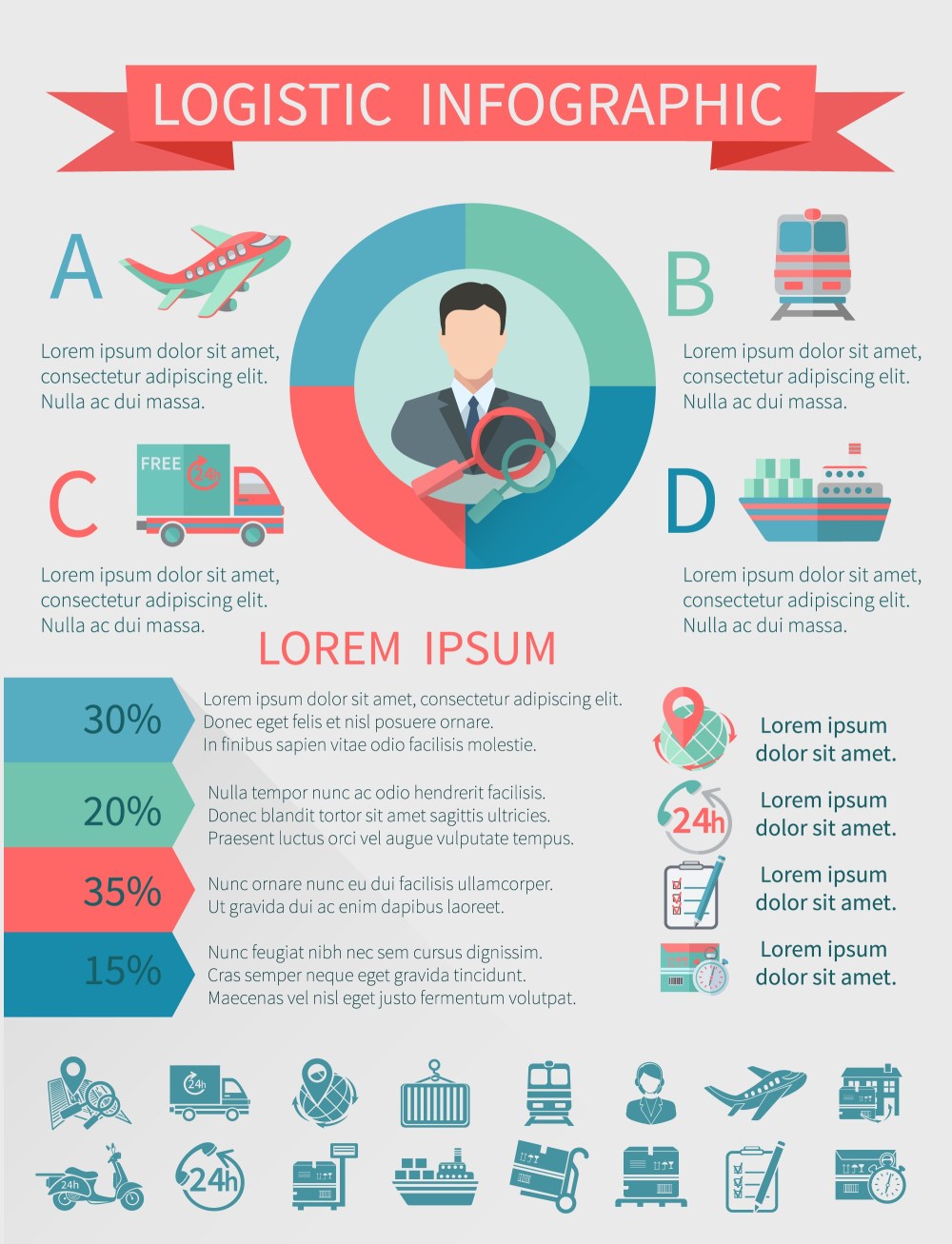 Logistic infographics set