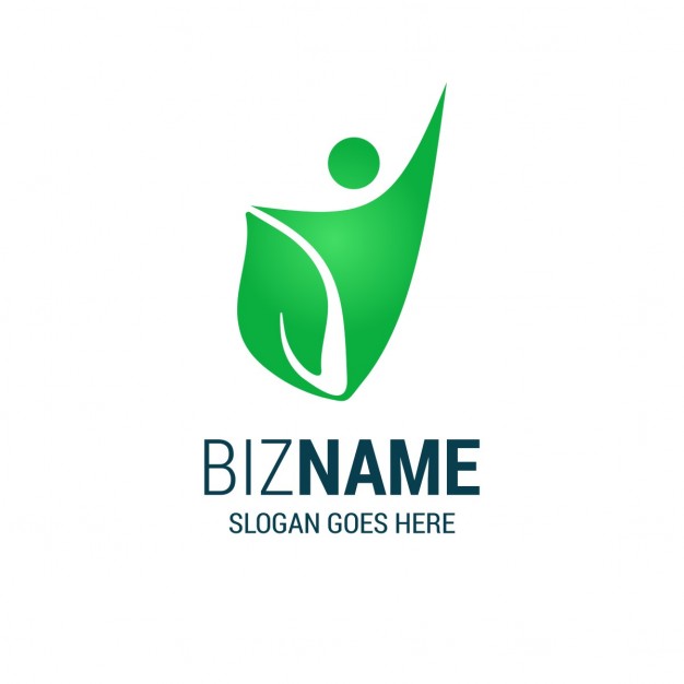 Logo with a human shape and a leaf