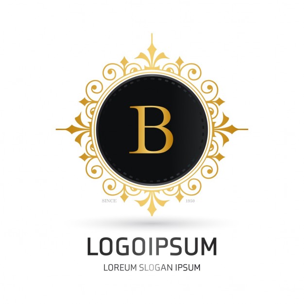 Logo with a round golden frame
