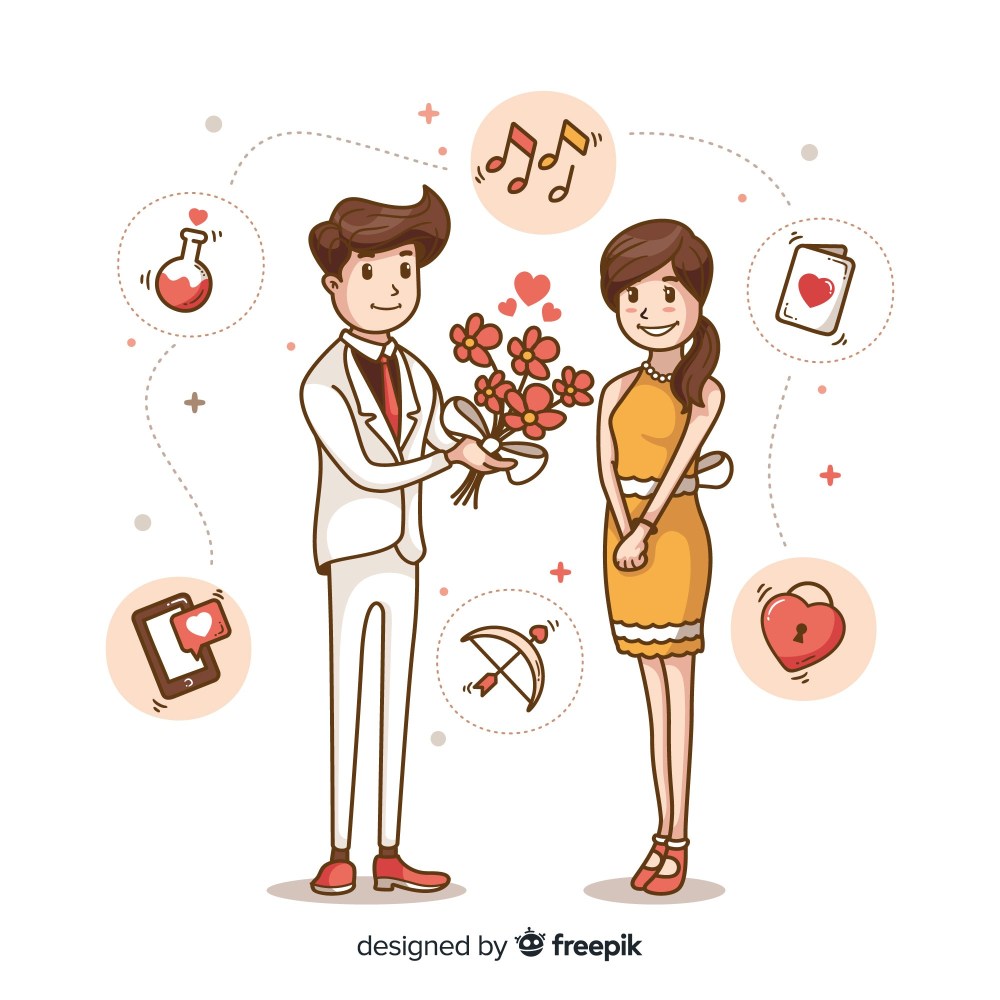 Lovely hand drawn marriage proposal concept