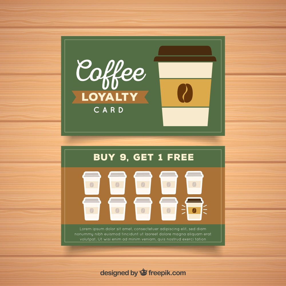 Loyalty card template with coffee coupons