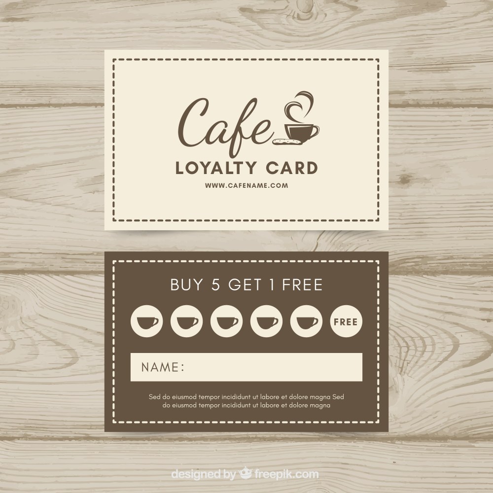 Loyalty card template with coffee coupons