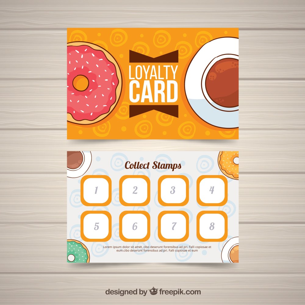 Loyalty card template with coffee coupons