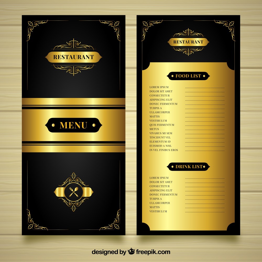 Luxury golden menu template 