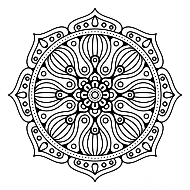 Mandala, floral, outline
