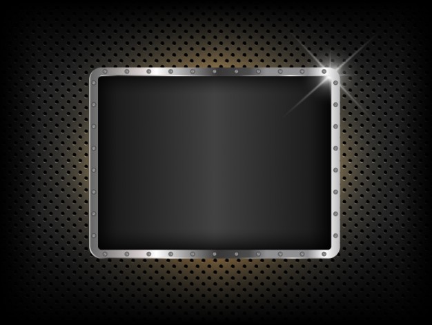 Metal Plate Over metallic grid Background