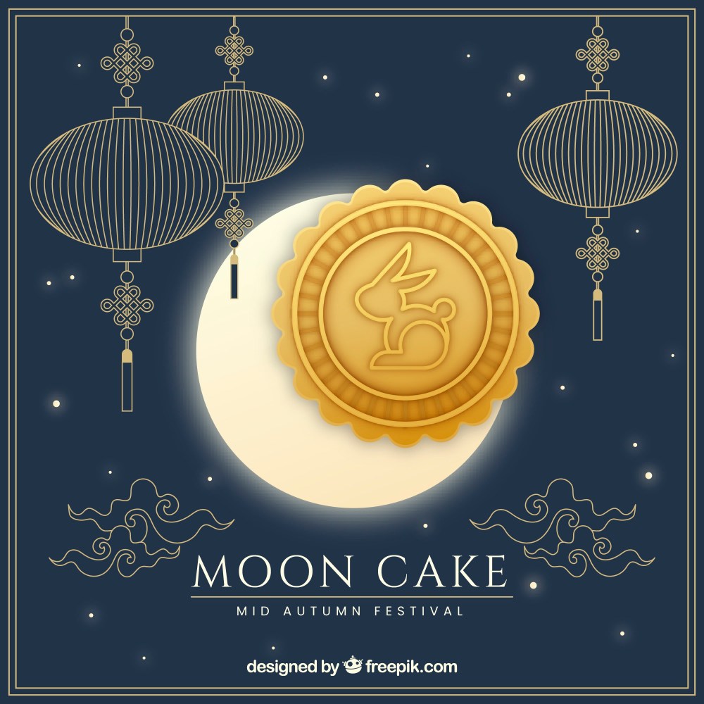 Mid autumn background with moon cake
