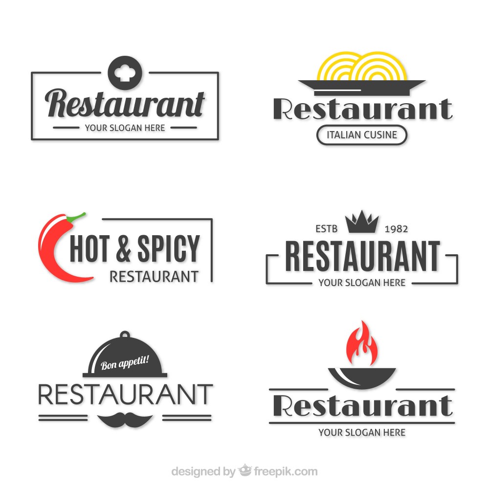 Minimalist pack of restaurant logos