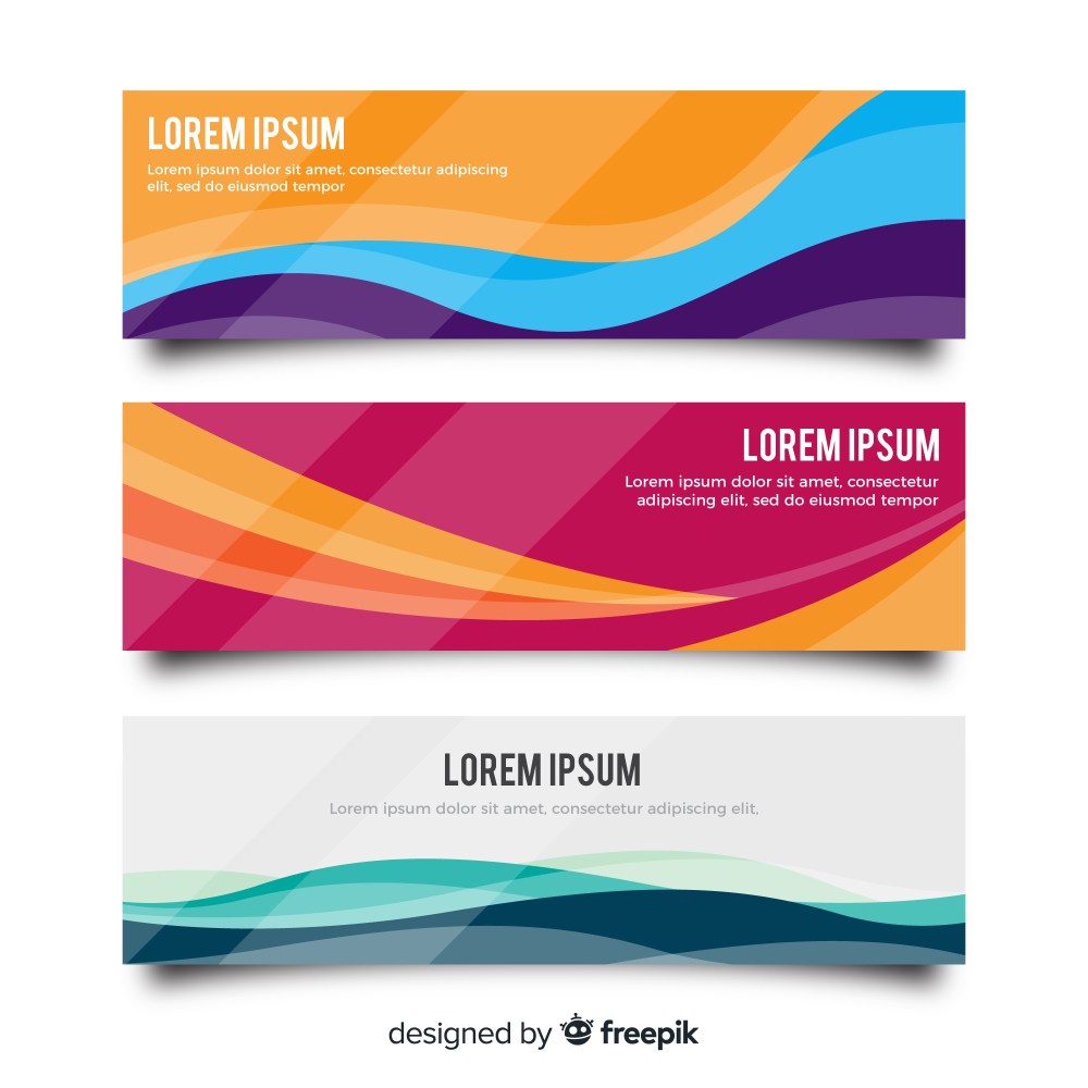 Modern banners with abstract wavy shapes