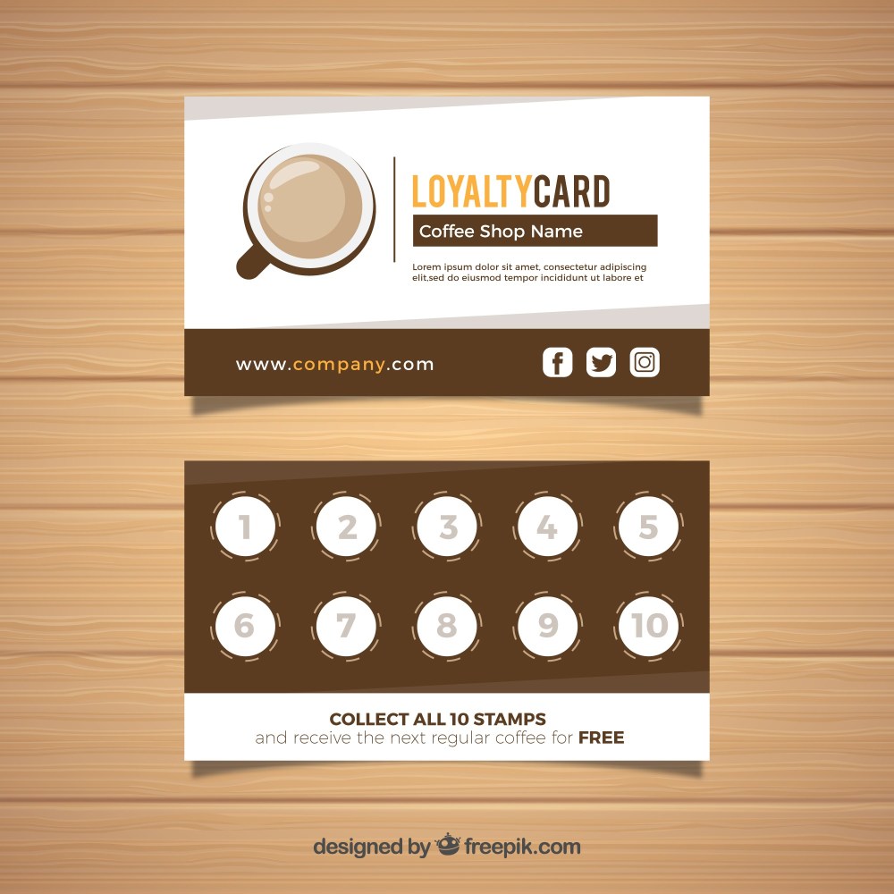 Modern coffee shop loyalty card template