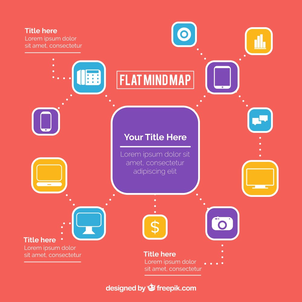 Modern mind map with colorful icons