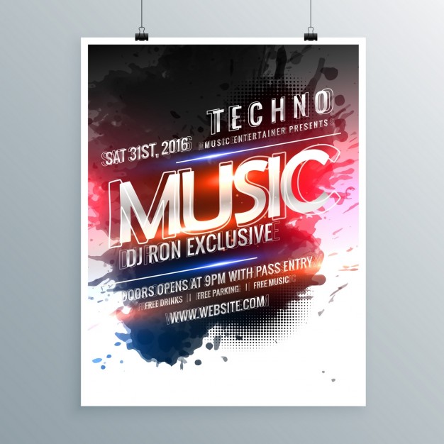  modern poster template of techno music