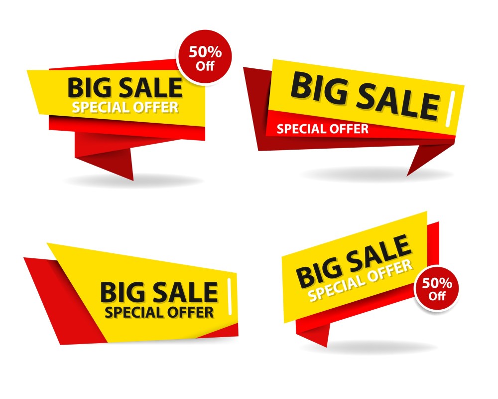 Modern red and yellow shopping sale banners
