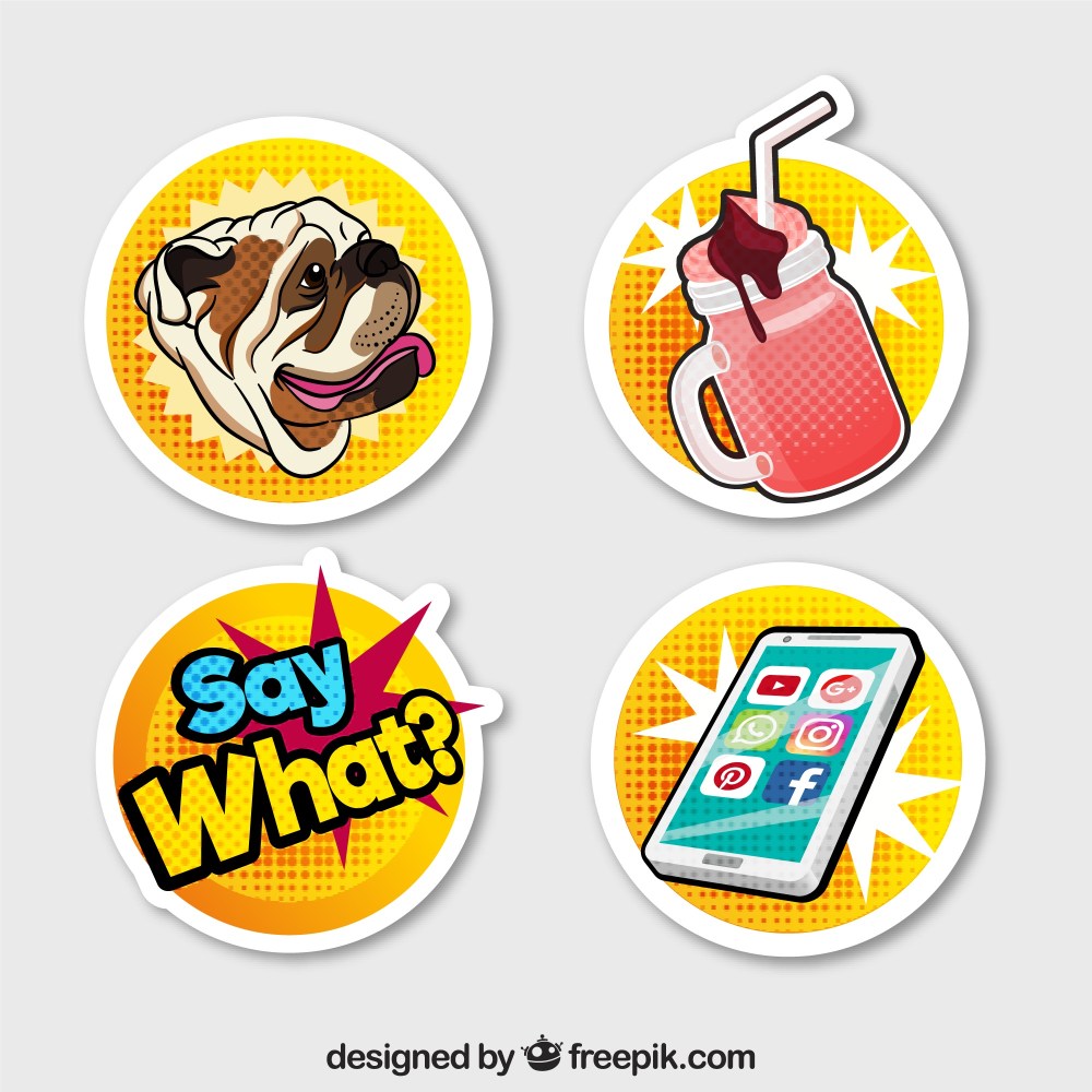 Modern stickers with pop art style